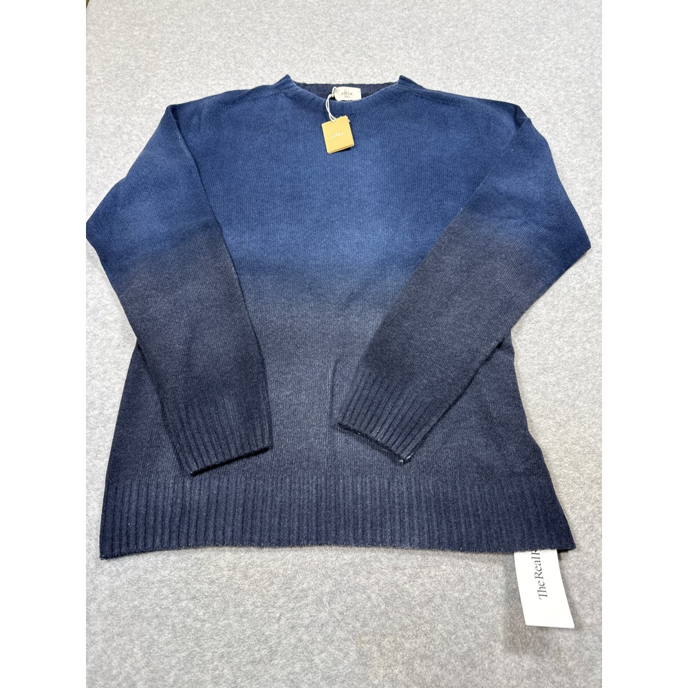 Altea Milano Blue Ombre Wool Cashmere Crewneck Sweater XL NWT